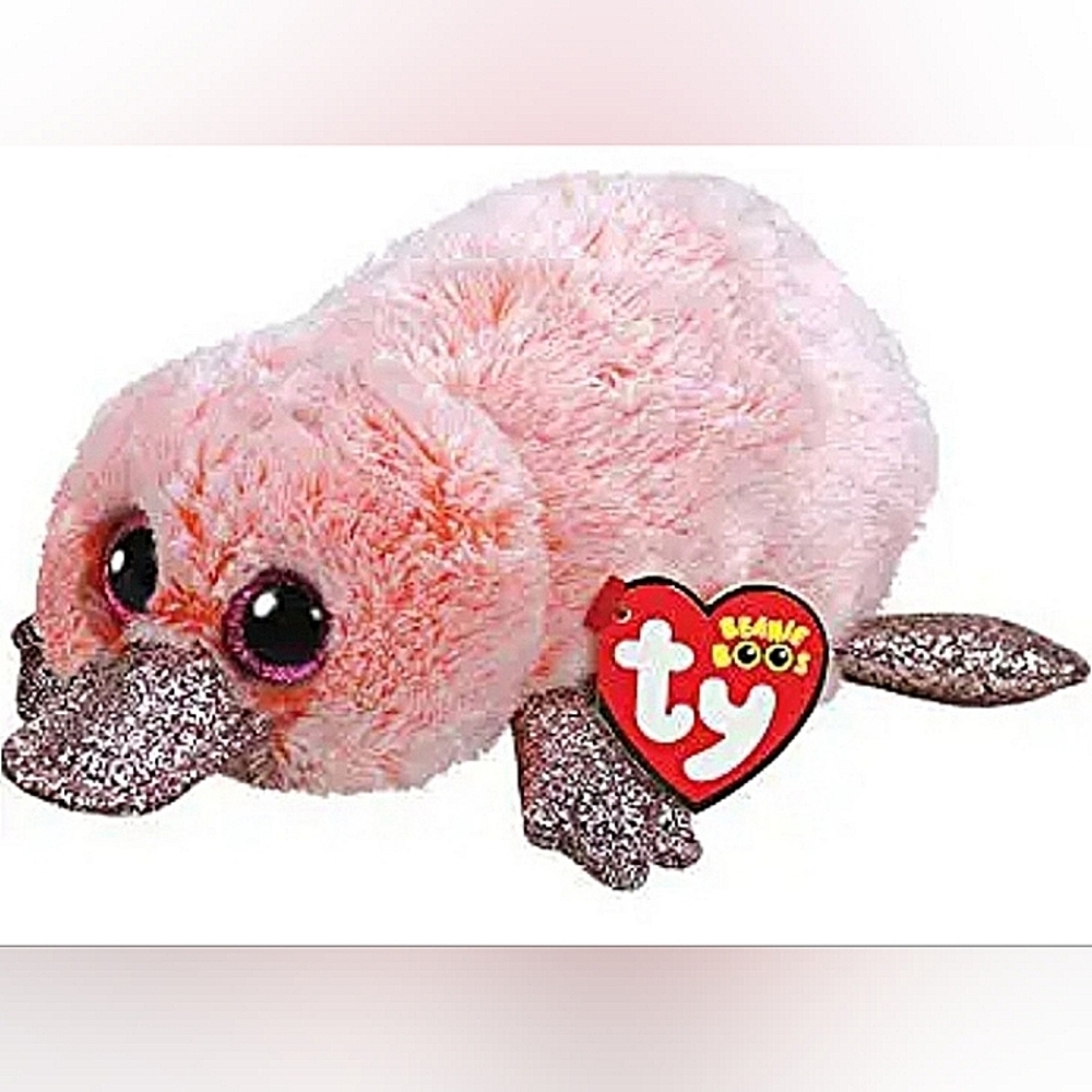 Ty Beanie Boos Wilma Platypus 6" Plush Toy Pink Gold Glitter Eyes Mint Tags NWT